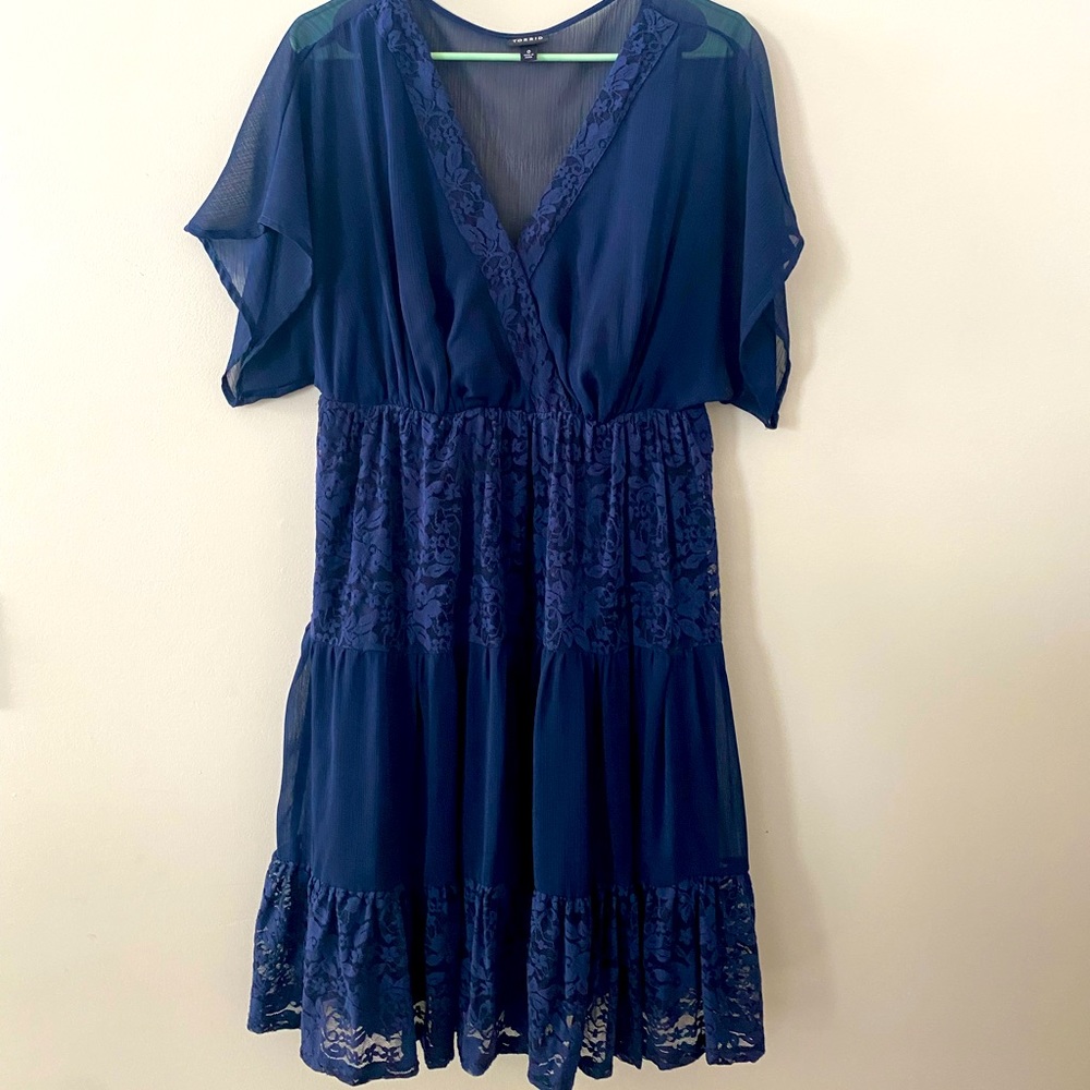 Torrid Plus Size 0 sheer, floral lace dress
